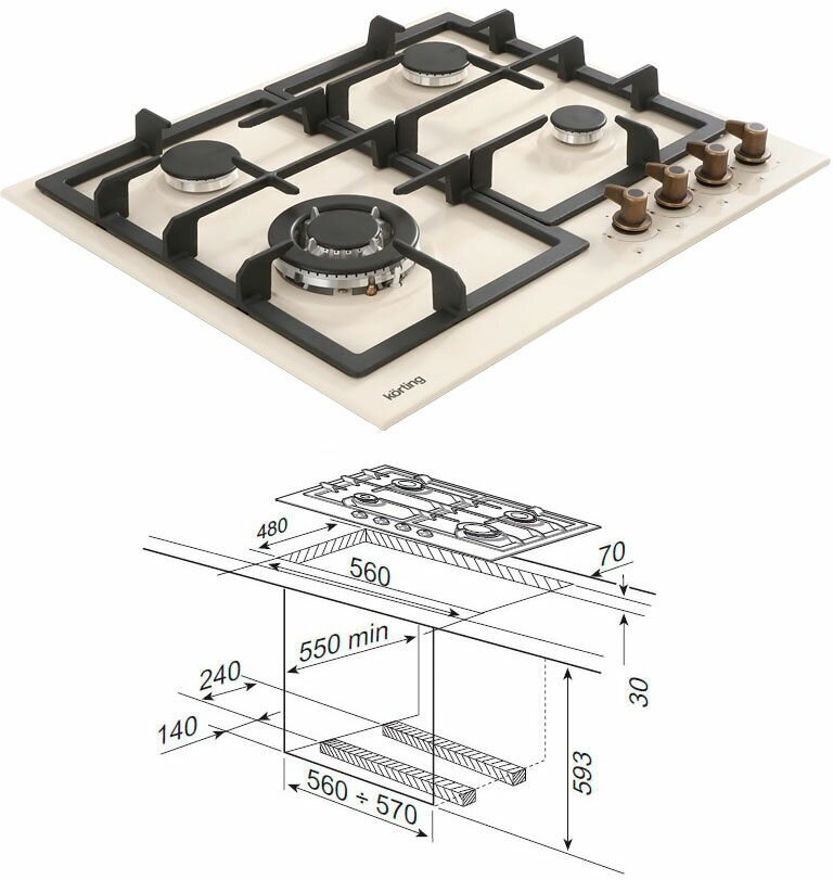 Газовая варочная панель Korting - фото №8