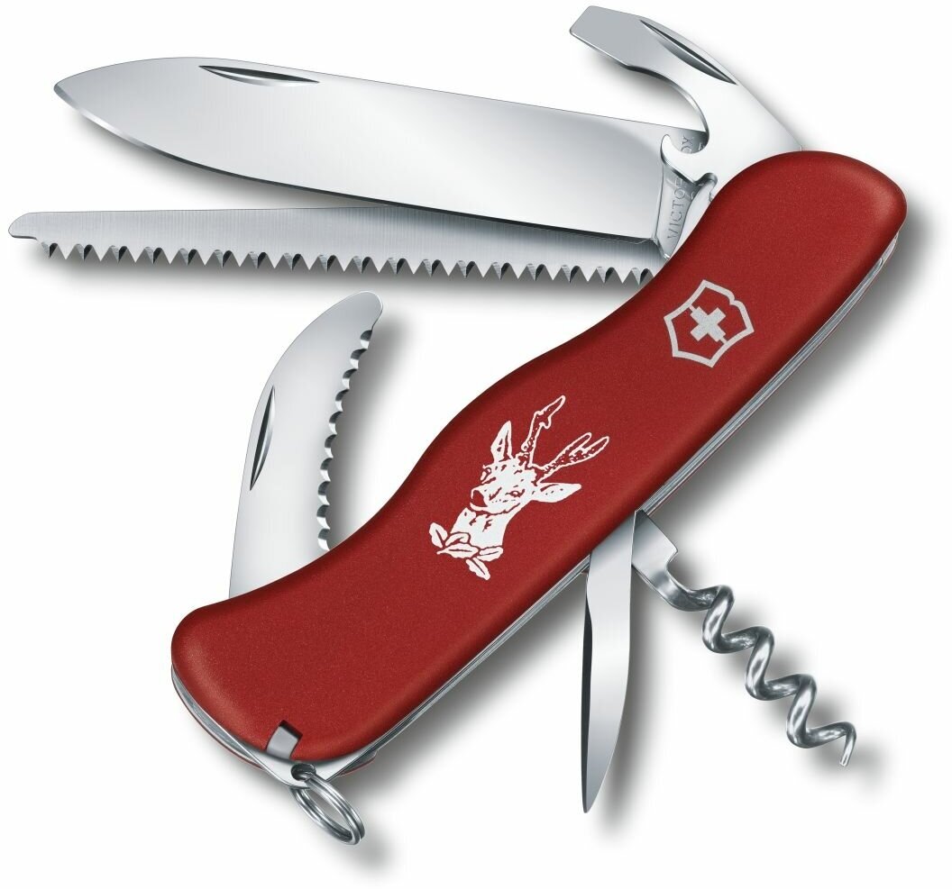 Нож перочинный VICTORINOX Hunter, 111 мм, 12 функций, рукоять из красного нейлона 0.8573
