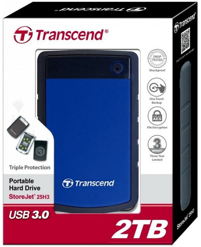 Внешний жесткий диск TRANSCEND StoreJet 25H3 , 2Тб, синий - фото №13