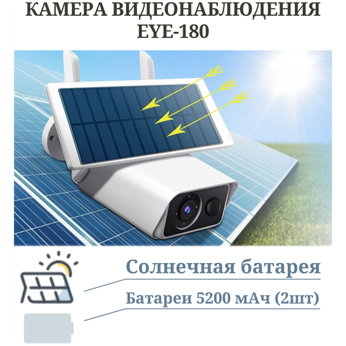 Камера видеонаблюдения SAFEBURG EYE-180 Solar Power для дома и улицы, ночное видение, солнечная батарея, поддержка Wi-Fi
