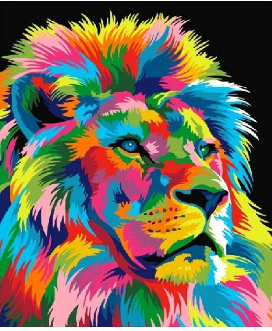 Картина по номерам Разноцветный лев 40х50 см Art Hobby Home