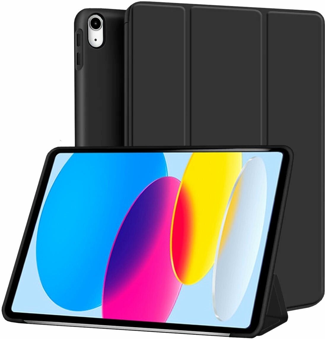 Чехол для планшета Apple iPad 10 10.9 дюйма (2022) - A2696, A2757, A2777, из мягкого силикона, трансформируется в подставку (черный)