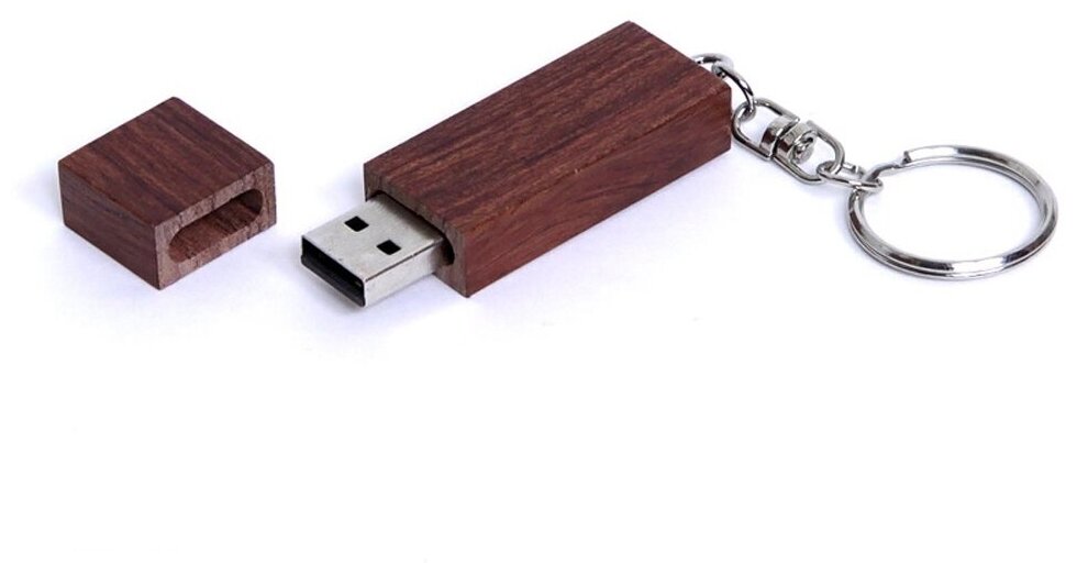 USB-флешка на 32 Гб прямоугольная форма, колпачек с магнитом, коричневый