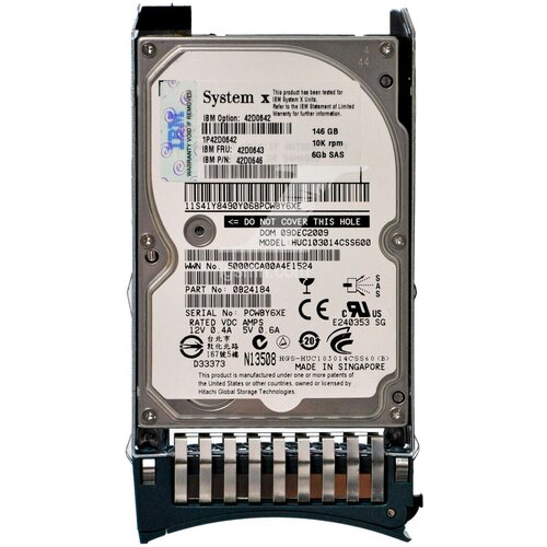 Жесткий диск IBM 146GB 25in 10K RPM SAS 6G Hot-Swap 42D0646 1372800₽