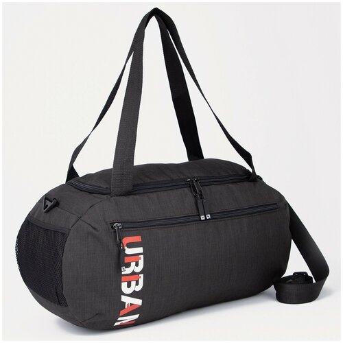 фото Сумка спортивная на молнии, 2 наружных кармана, длинный ремень, цвет чёрный сакси