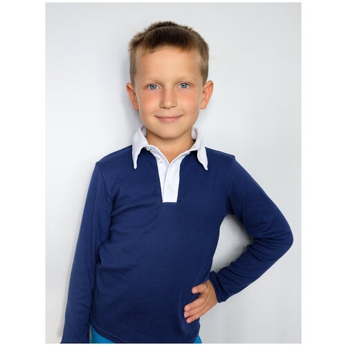 фото Рубашка-поло для мальчика с белым воротником 66351-мш22 40/158 радуга дети