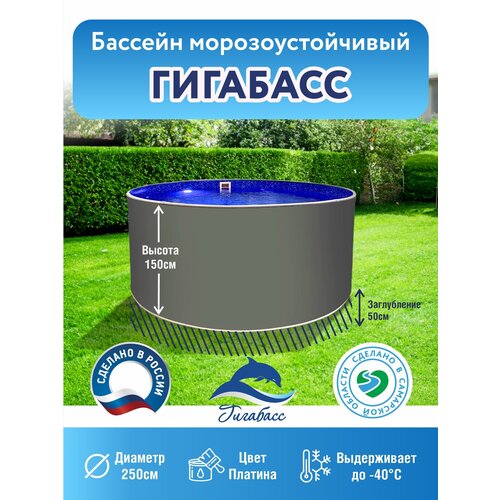 Бассейн 2,5 х 1,5 м гигабасс круглый каркасный морозоустойчивый вкапываемый