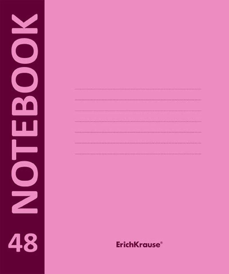 Тетрадь общая Erich Krause А5 48 листов клетка, скрепка, пластик, Neon, розовая (46938)