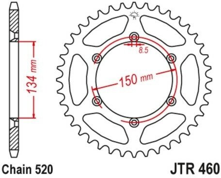 Звезда ведомая (задняя) JTR460.42 JT 520