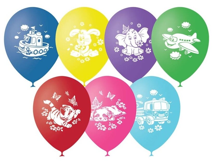 Воздушные шары Пати Бум 50 шт, М12/30 см, "Детская тематика", пастель, шелк (4690296041120)