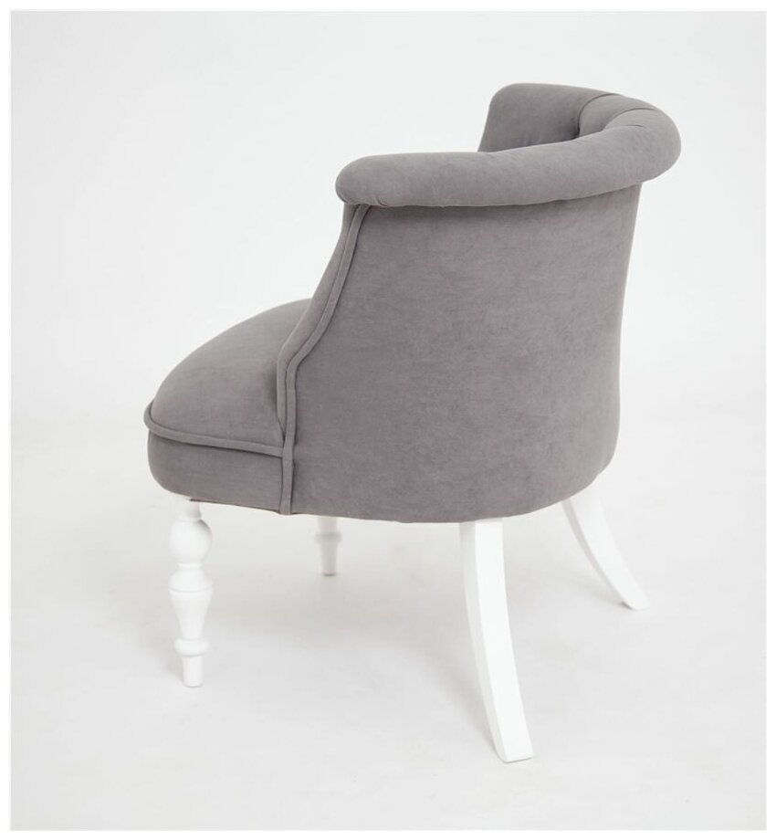 Кресло Бархат (эмаль белая / RS15 - серый) — фото 1
