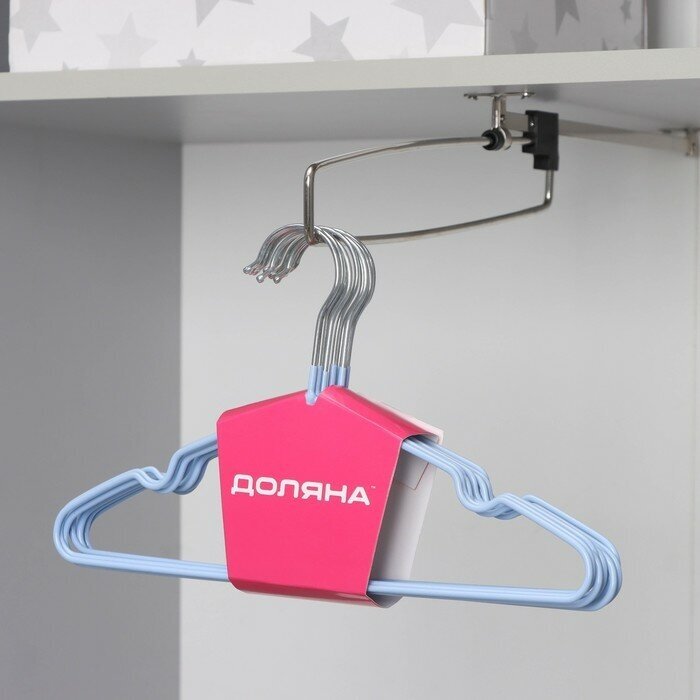 фото Детская вешалка-плечики с антискользящим покрытием голубого цвета 10 шт