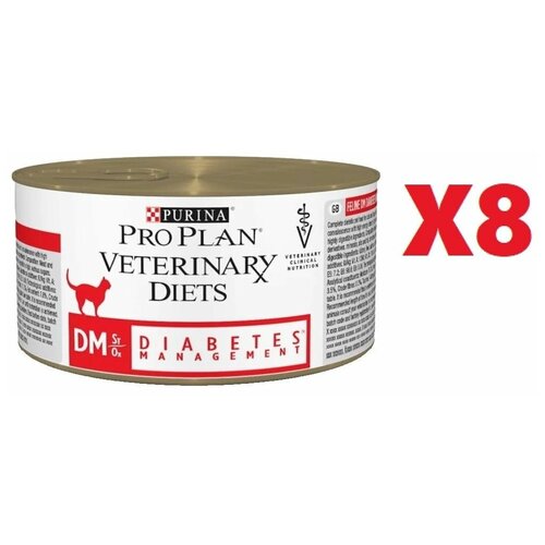 Влажный корм для кошек Pro Plan Veterinary Diets DM St/Ox при диабете с говядиной 195г 8 шт
