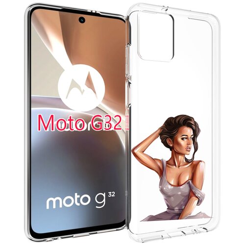 Чехол MyPads Девушка-с-прической женский для Motorola Moto G32 задняя-панель-накладка-бампер чехол mypads голодная девушка модель женский для motorola moto g32 задняя панель накладка бампер
