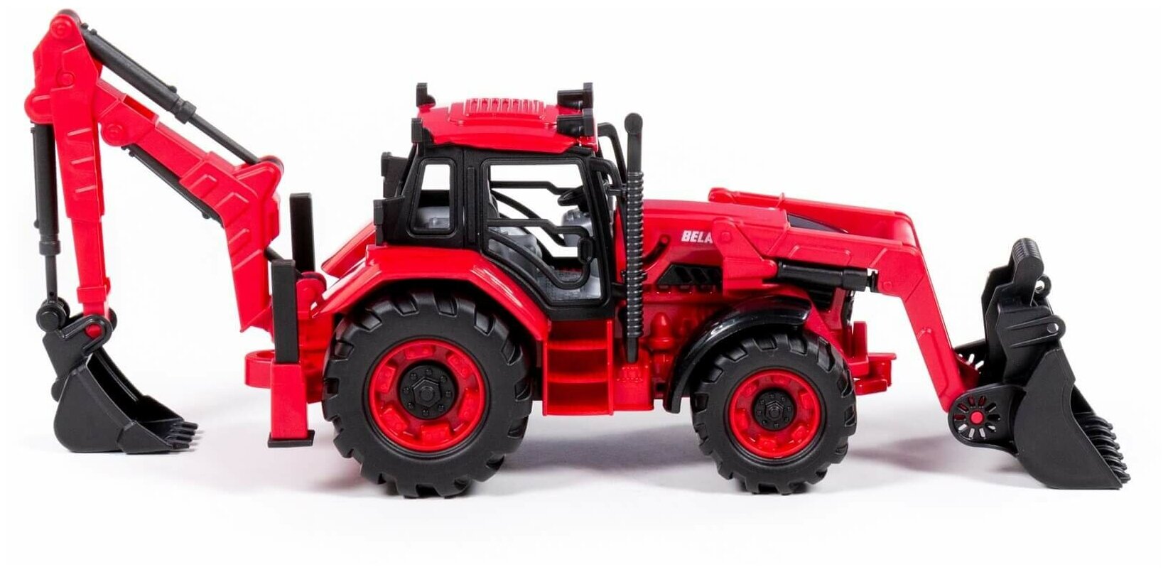 Трактор Полесье "Belarus" 91857, инерционный, с экскаватором, погрузчиком — фото 1