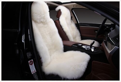 Изображение товара Овчина на передние сиденья (цельная шкура класс "А"). Длинный ворс (Австралия) Белый