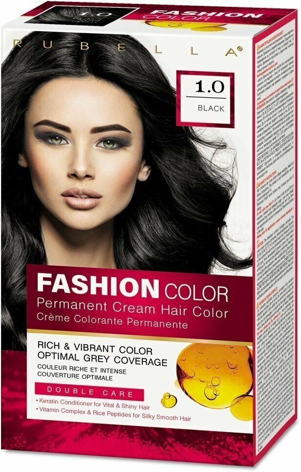 Rubella Стойкая крем-краска для волос Fashion Color 1.0 Черный, 50 мл