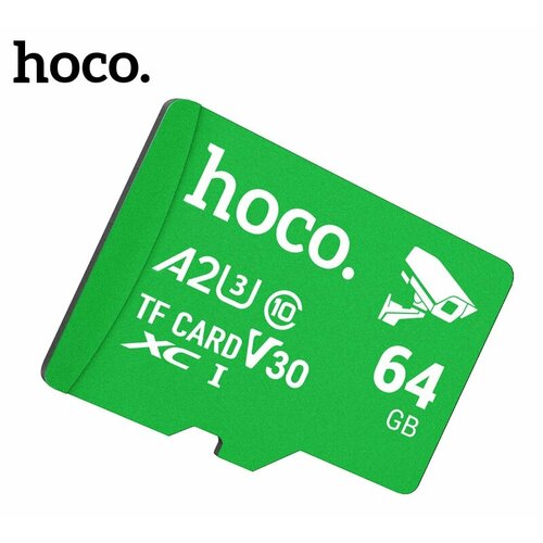 Карта памяти для видеонаблюдения HOCO MicroSDXC 64 ГБ, A2 TF CARD V30 class 10 зеленый