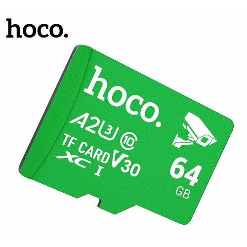 Карта памяти для видеонаблюдения HOCO MicroSDXC 64 ГБ, A2 TF CARD V30 class 10 sim карта интернет для систем безопасности и умного дома 10 гб