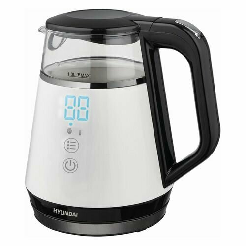 Чайник электрический Hyundai HYK-G3013 2200Вт белый и черный 2165₽