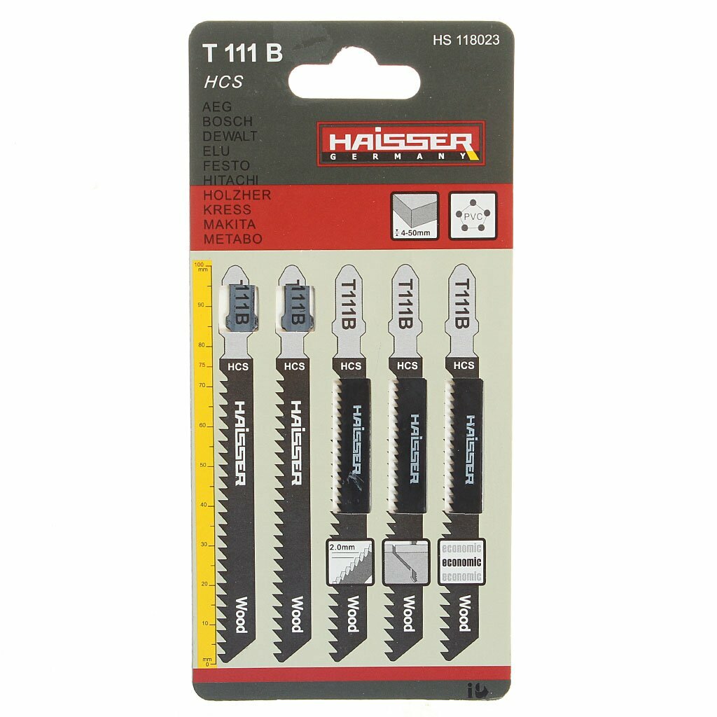 Набор пилок для электролобзика Haisser T111B по дереву ламинату пластику 5 шт прямой рез HS118023