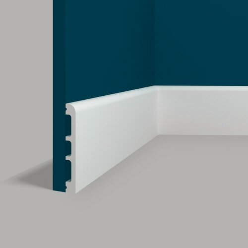 Изображение товара Плинтус-молдинг Перфект Plus P69, карниз, наличник, широкий 10 см, длина 2 метра, дюрополимер, белый под покраску, 1 шт