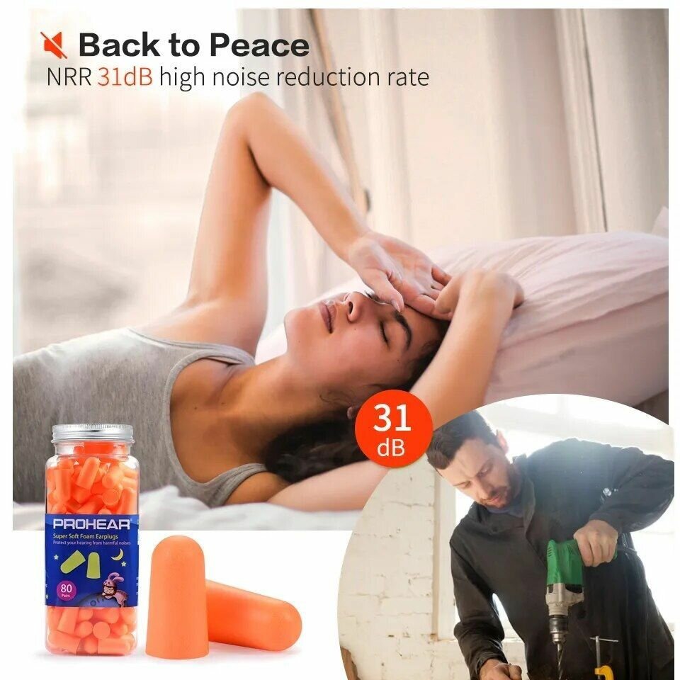 Беруши Xiaomi Супер мягкие беруши для сна ZOHAN из пеноматериала 160 штук, шумозащитные беруши многоразовые для блокировки шума во время сна с чехлом для переноски 80 пар