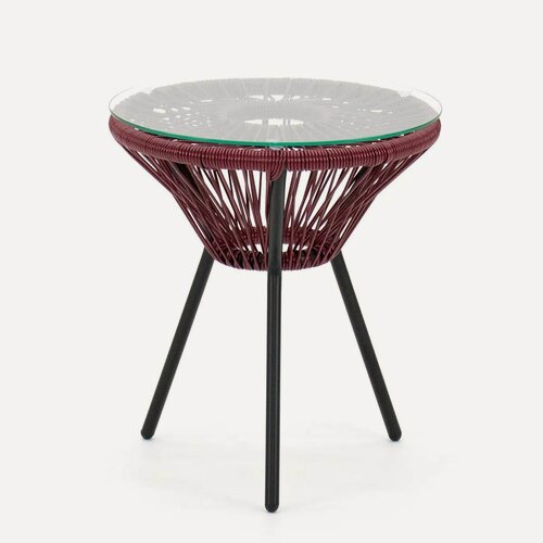 Изображение товара Кофейный стол KORNERA "Акапулько", каркас черный, искусственный ротанг винный