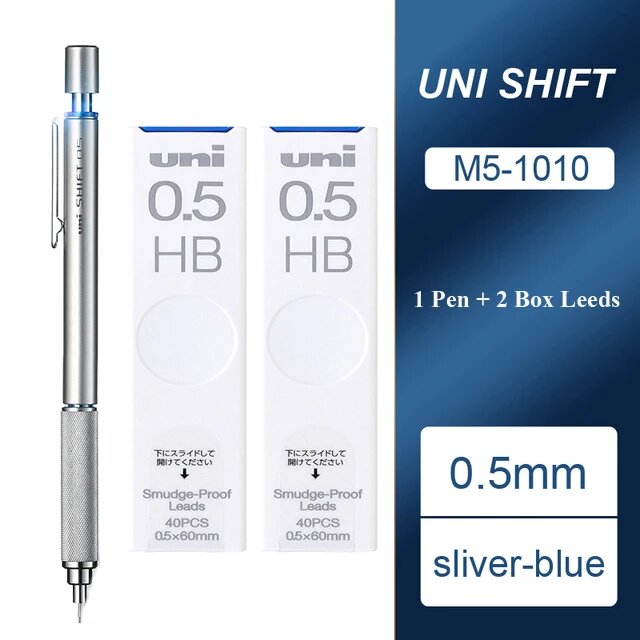 Механический карандаш Uni SHIFT 0.5 мм, синий, 2 запасные коробки HB