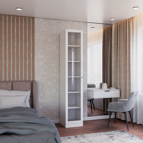 Изображение товара Книжный пенал "Brams - 1" Белый ЛДСП | Фасад рамка Белый