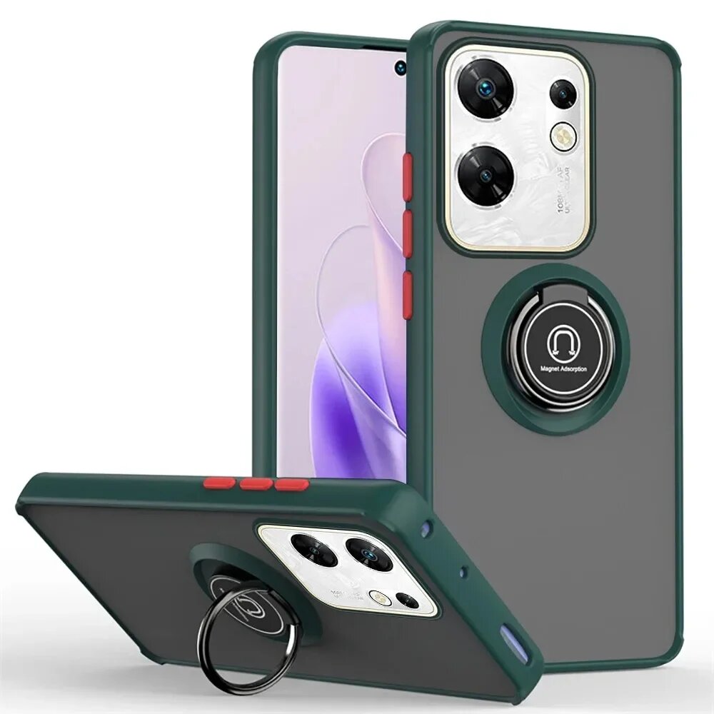 Auroras для Infinix Zero 30 4G чехол с магнитным кольцом, полупрозрачный однотонный Матовый Жесткий Чехол для InfinixZero 30 5G, задняя крышка, Green, Infinix Zero 30 4G