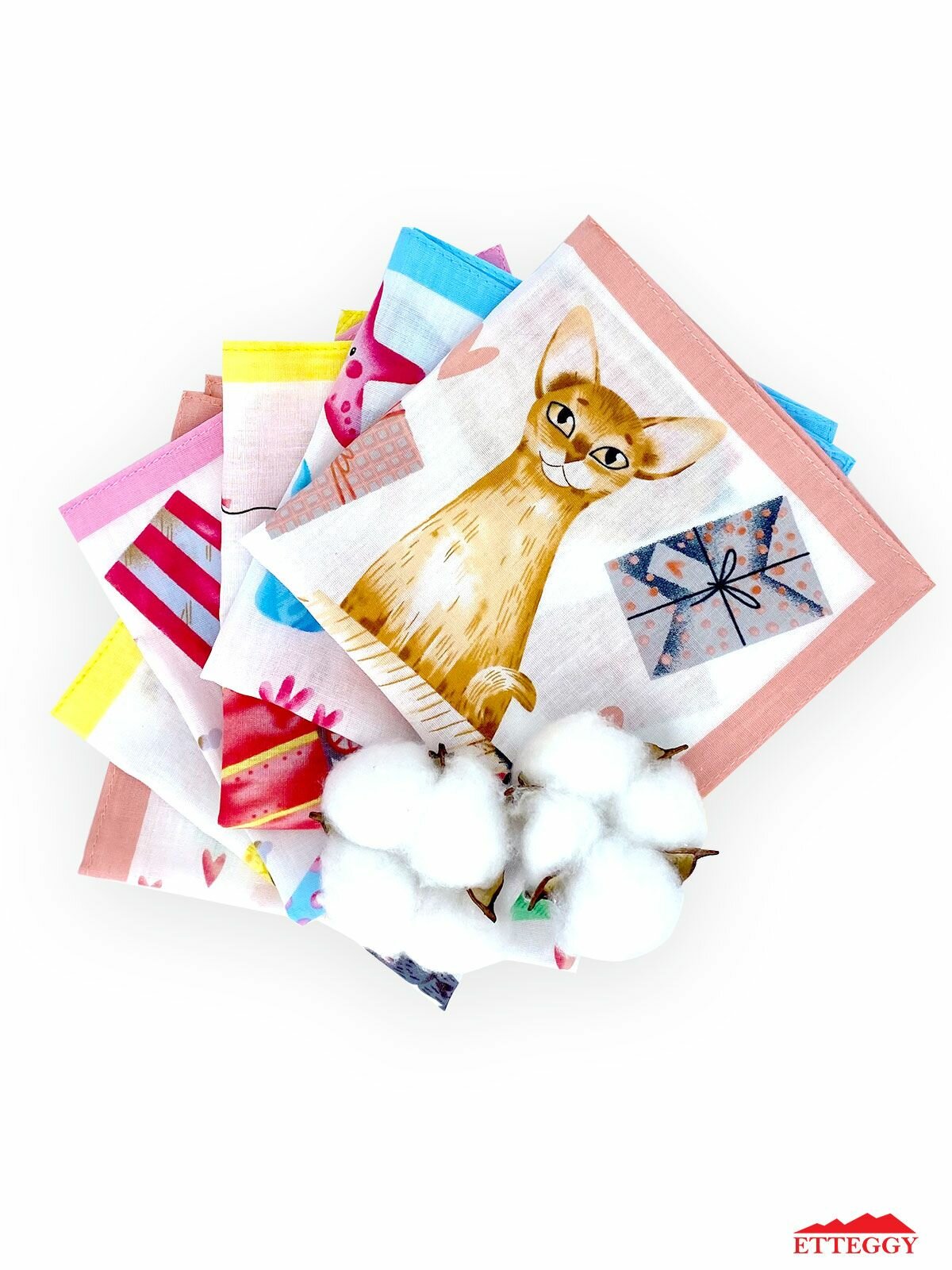 Носовой платок Etteggy, 6 шт., розовый — фото 1