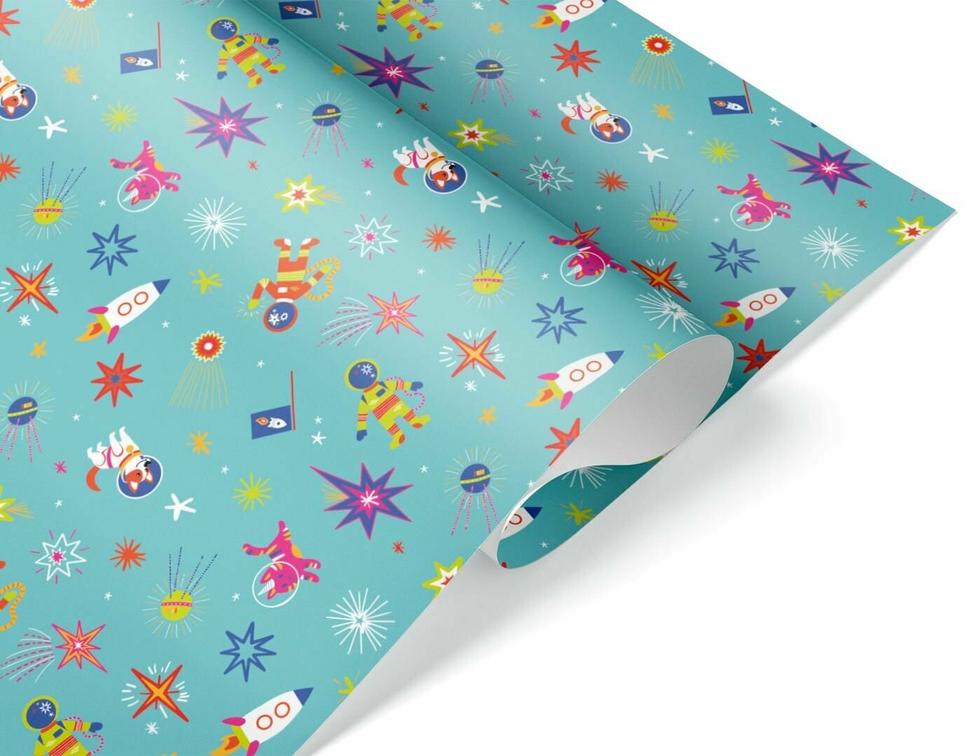 Бумага упаковочная Дон Баллон 80 гр Космонавты 07х1 м 10 шт
