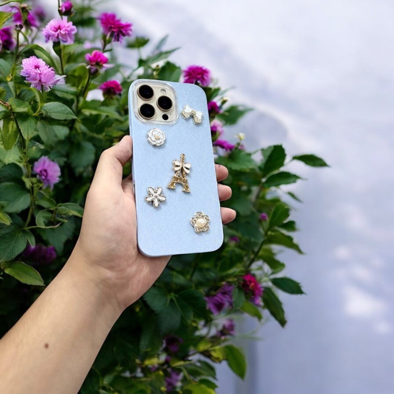 Чехол LadyCharm Blue для iPhone 11, блестящий, с декоративными элементами, для девушек