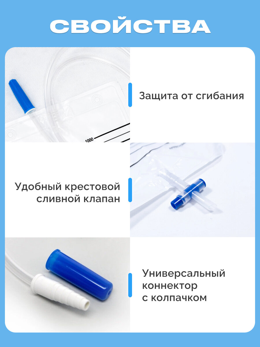 Картинки Мочеприемник прикроватный 2000 мл, 10 шт, стандартный стерильный однократного применения Vogt medical / мочеприёмник медицинский 2 л с трубкой