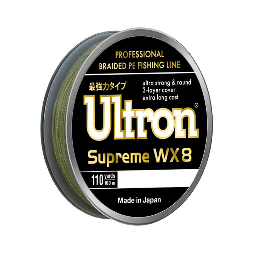 Плетеный шнур ULTRON WX8 Supreme 0.16 мм, 13,0 кг, 100м, хаки