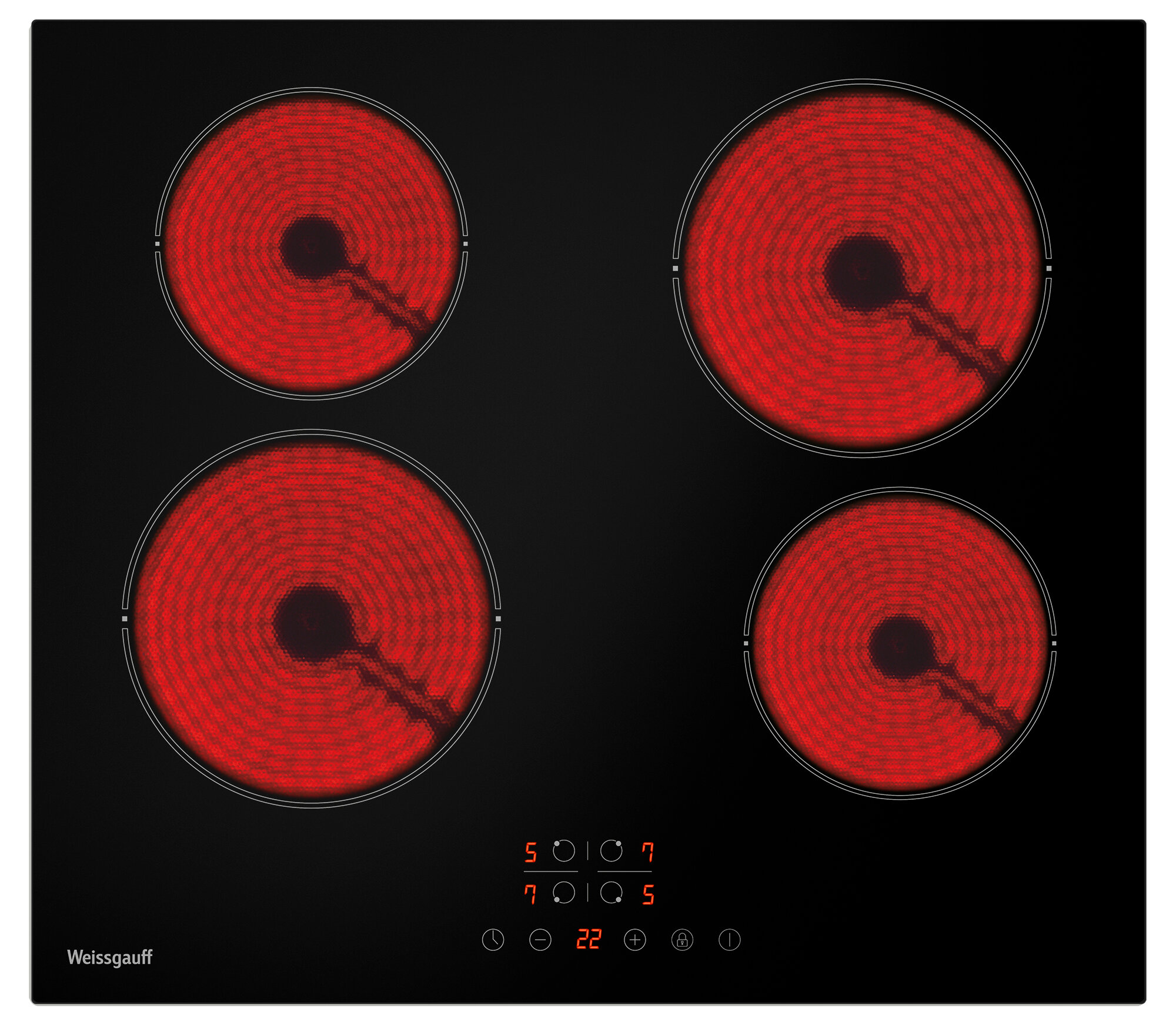 Варочная панель Weissgauff HV 640 BKS, 9 уровней мощности, таймер — фото 1