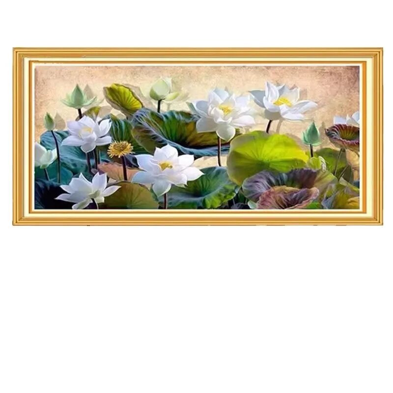Набор для вышивания крестом, вышивка крестиком лотос, 11CT 180x75cm, полная зашивка (без подрамника, без рамки)