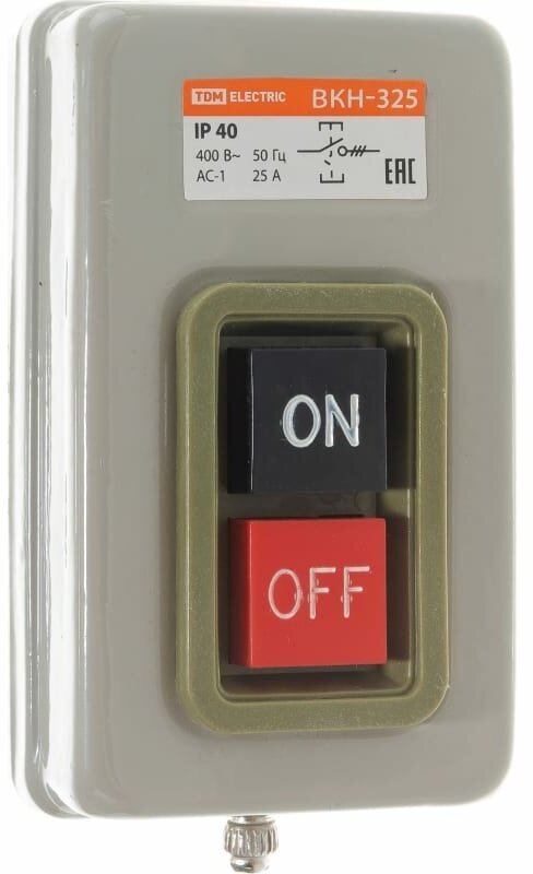 Выключатель кнопочный с блокировкой ВКН-325 3Р 25А 230/400В IP40 TDM