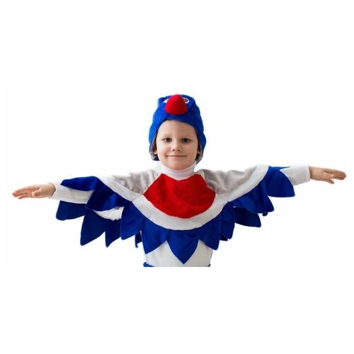 фото Карнавальный костюм "снегирь", шапка, воротник с крыльями, 5-7 лет, рост 122-134 см страна карнавалия