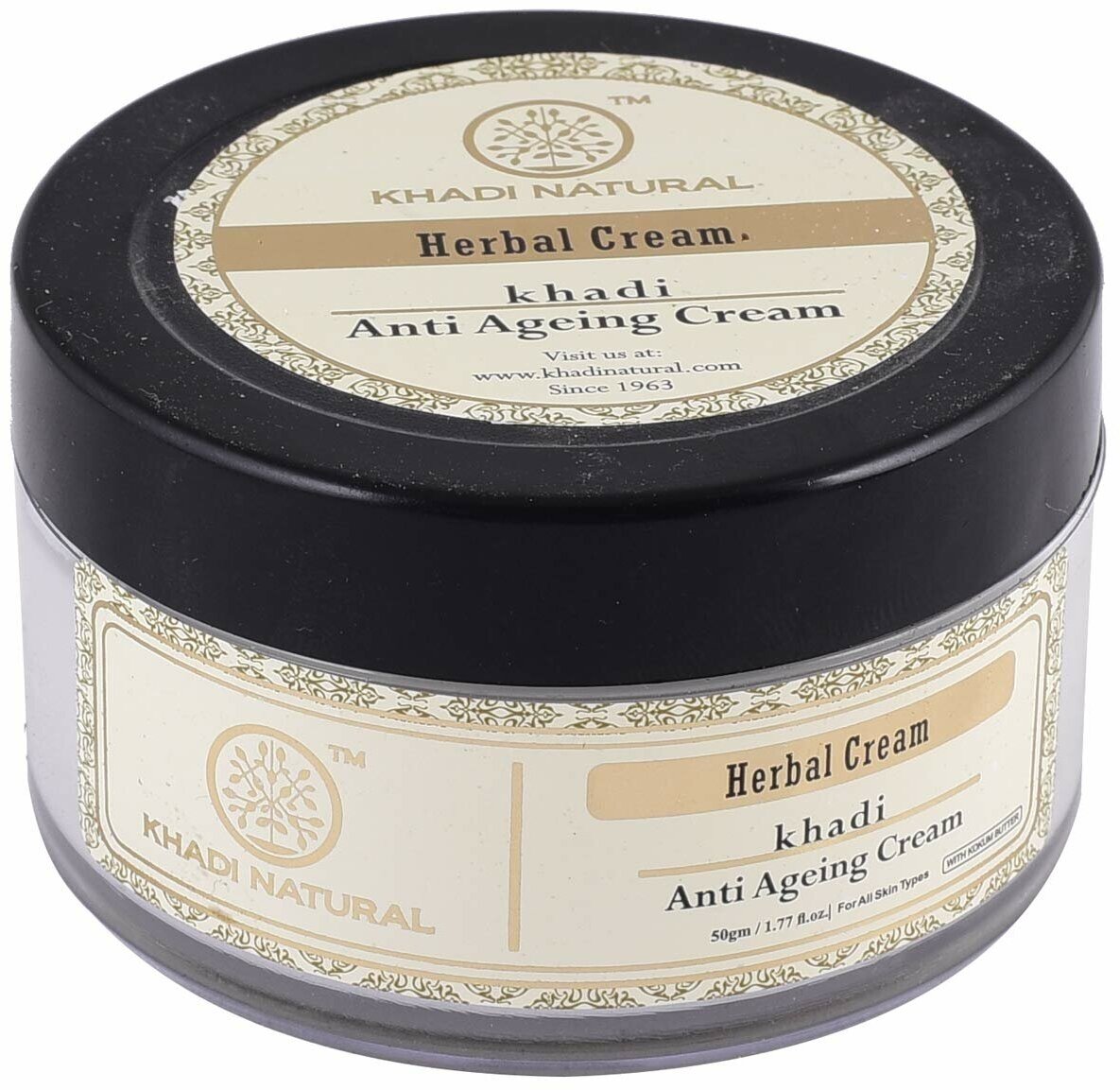 Herbal Cream Khadi ANTI AGEING CREAM, Khadi Natural (Травяной крем антивозрастной Для всех типов кожи, с маслом кокум, Кхади Нэчрл), 50 г.