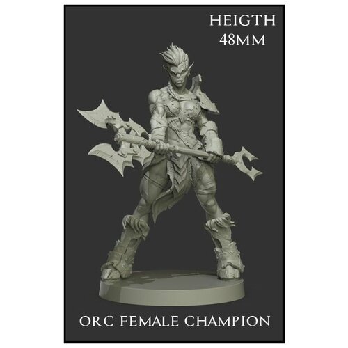 Миниатюра для настольных игр Орк чемпион женщина ДнД / Dungeons & Dragons, нри. 28 мм миниатюра для настольных игр орк воин днд dungeons
