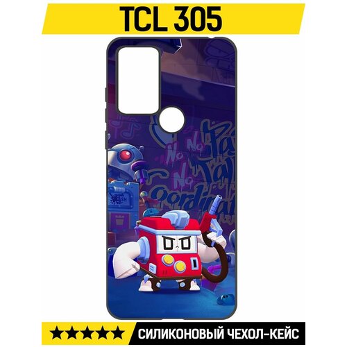 Чехол-накладка Krutoff Soft Case Brawl Stars - V8-БИТ для TCL 305 черный чехол накладка krutoff soft case brawl stars v8 бит для infinix zero 20 черный