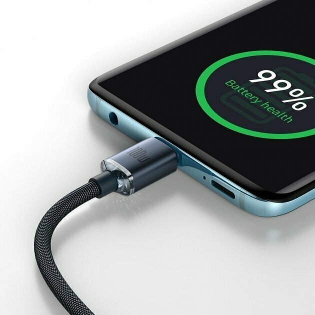 Кабель Baseus CAJY000701 Crystal Shine Series Fast Charging Data Cable Type-C to Type-C 100W 2m Black — фото 1