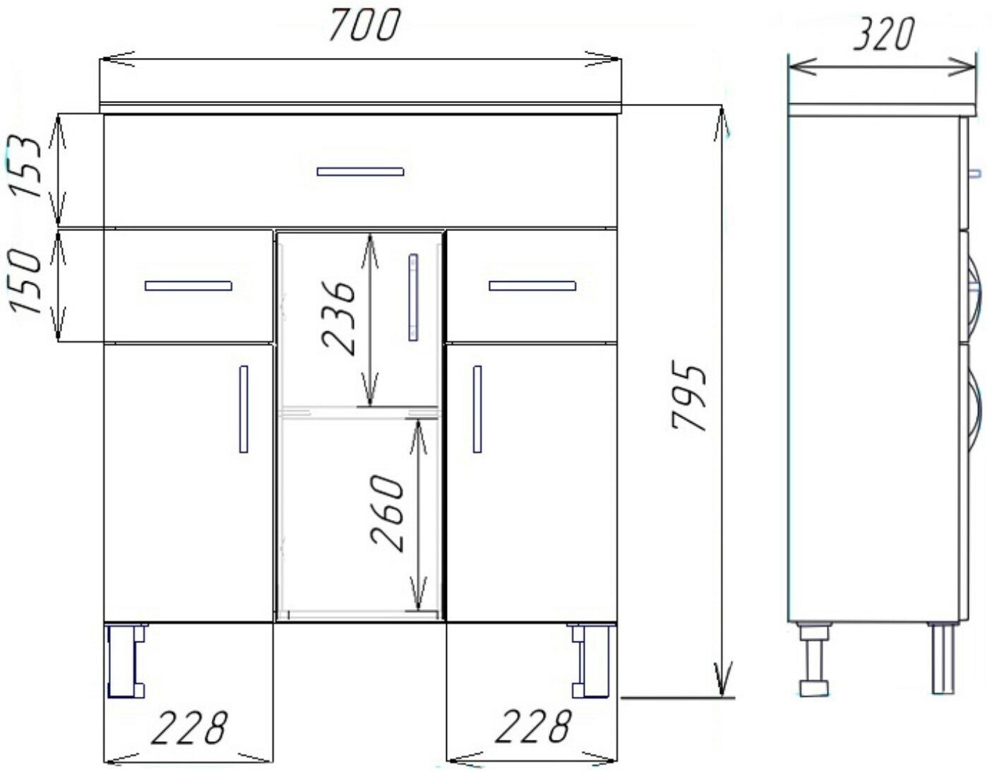 Комод 70, 70 х 32 х 80 см - фотография № 4