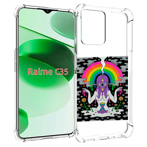 Чехол MyPads девушка с радугой абстракция женский для Realme C35 / Narzo 50A Prime задняя-панель-накладка-бампер