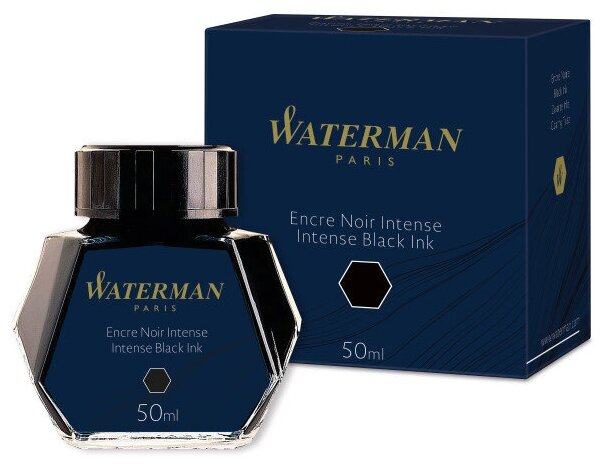 Флакон с чернилами Waterman (CWS0110710) Intense Black чернила 50мл для ручек перьевых