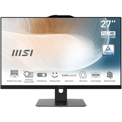 AIO MSI Modern AM272P 12M-291RU i5-1240P 16Gb SSD 512Gb Intel Iris Xe Graphics eligible 27 FHD IPS BT Win11Pro Черный 9S6-AF8211-403