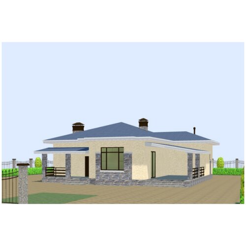 Проект дома Catalog-Plans-62-05E (130,41кв.м, 15,35x14,4м, газобетон 400)