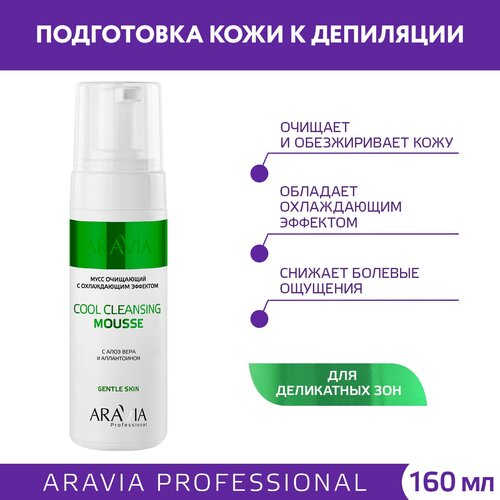 ARAVIA Мусс очищающий с охлаждающим эффектом с алоэ вера и аллантоином Cool Cleansing Mousse, 160 мл. мусс для тела очищающий с охлаждающим эффектом cool cleansing mousse 160мл